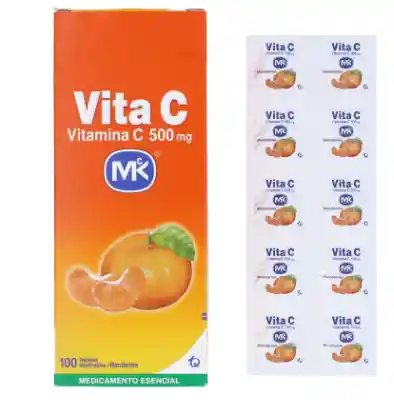 Vitamina C Mk Tabletas Masticables Sabor Mandarina 500mg Blister X 10