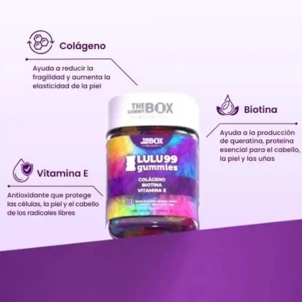 The Gummy Box Hair Vitamins Colageno + Biotina Lulu99