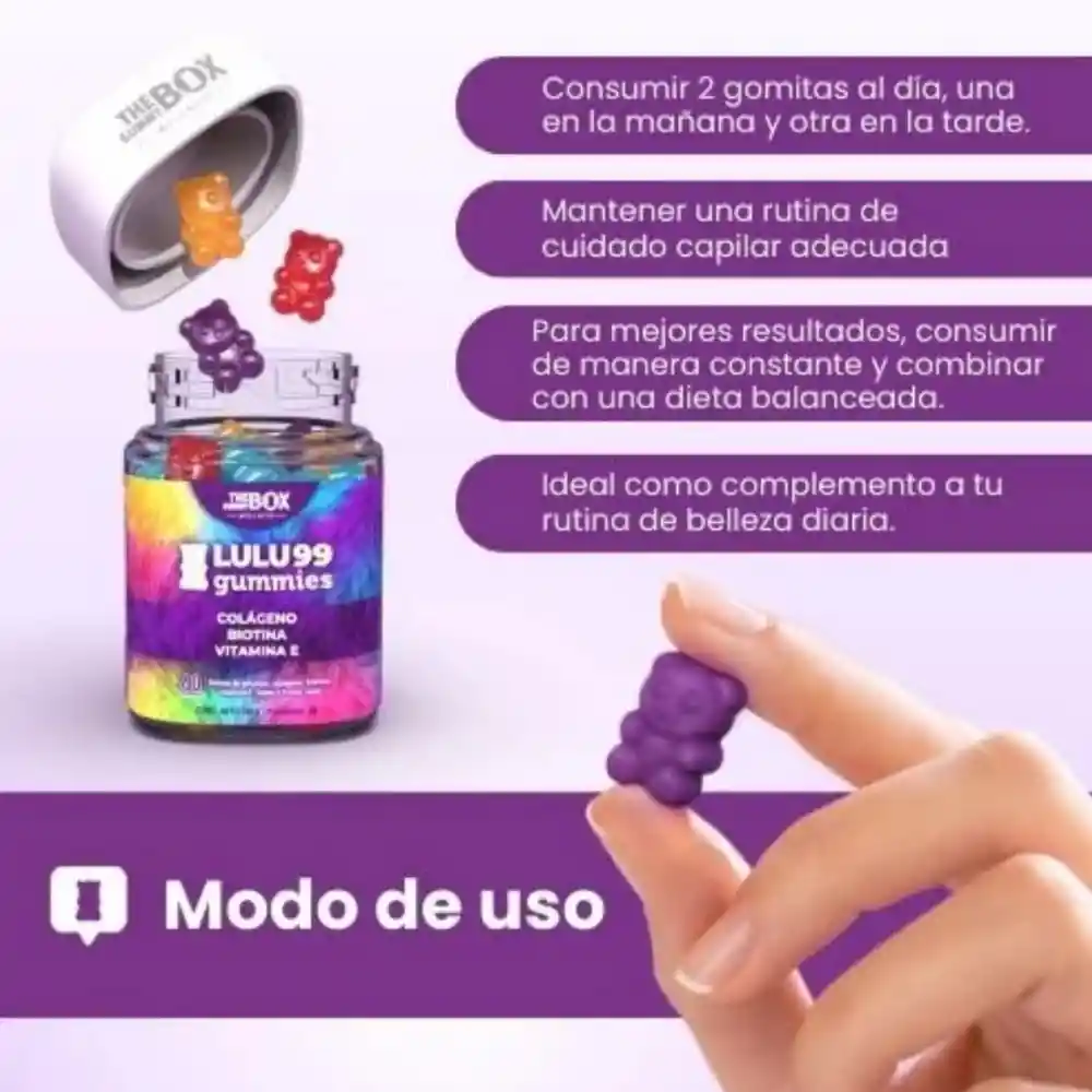 The Gummy Box Hair Vitamina Colageno Hidrolizado + Biotina (kit X2 Unidades)