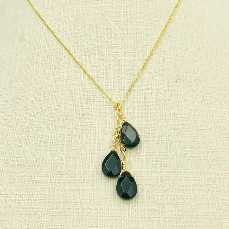 Collar Racimo De Gotas Obsidiana