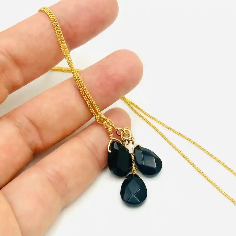 Collar Racimo De Gotas Obsidiana
