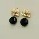 Aros Dorados Con Piedra Obsidiana