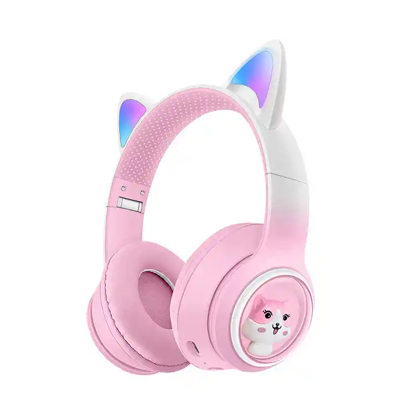 Diadema Gatito Bluetooth Rosado Akz-02