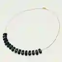 Collar Dorado Egipcio Con Obsidiana