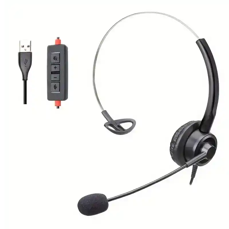 Audífono Alámbrico Para Call Center Con Conexión Usb Y Celular 2 En 1