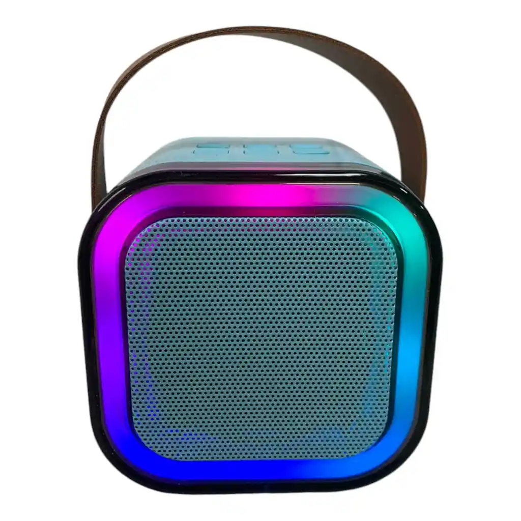 Kit Parlante Bluetooth Portátil Mini Karaoke + 2 Microfonos Azules