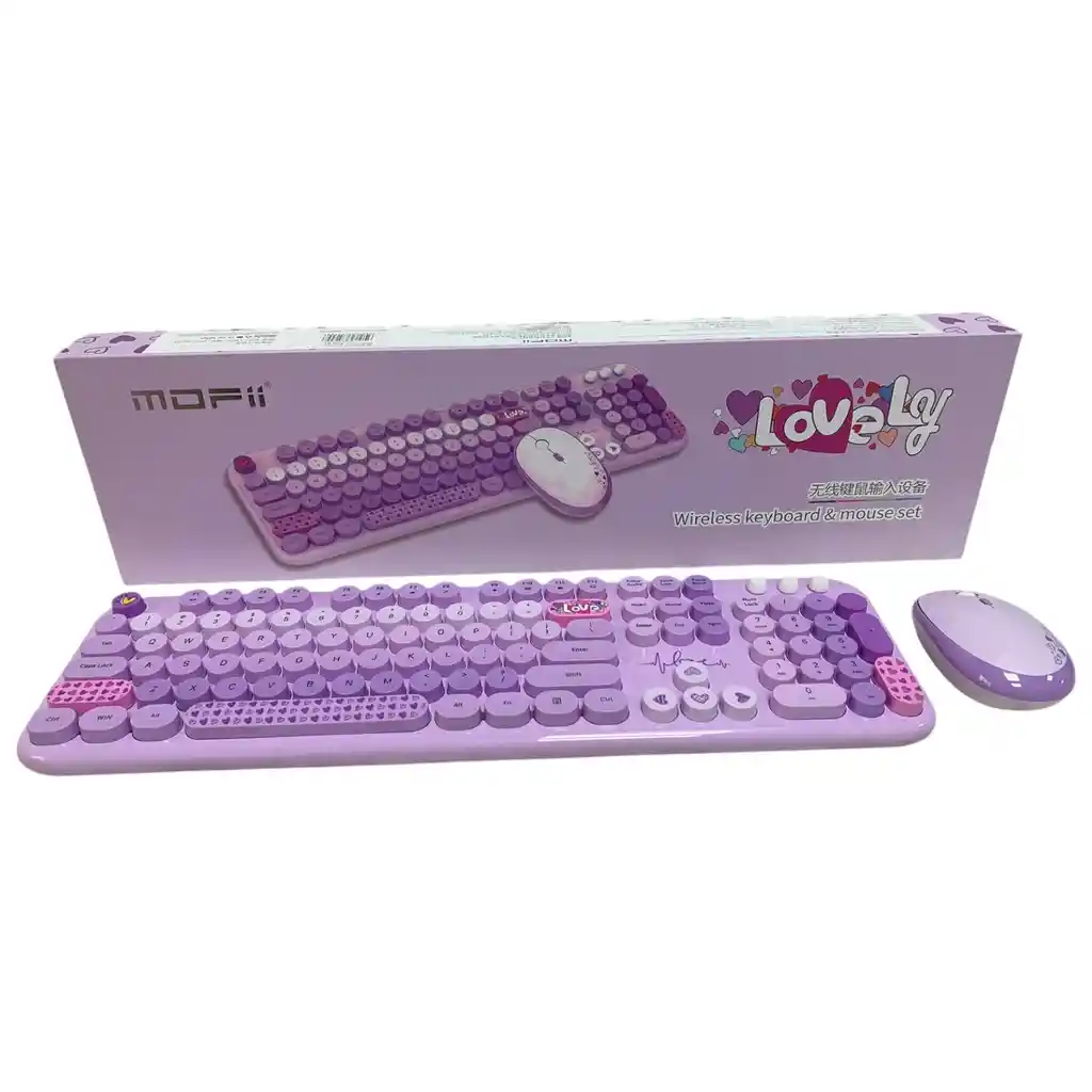 Combo Inalámbrico Teclado Y Mouse Mofii Lovely Silencioso Color Lila