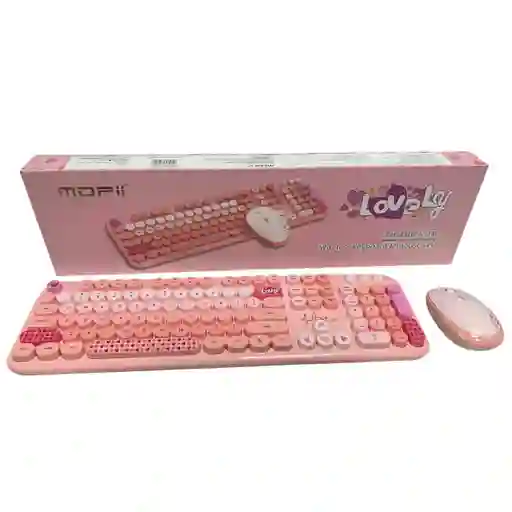 Combo Inalámbrico Teclado Y Mouse Mofii Lovely Silencioso Color Rosa