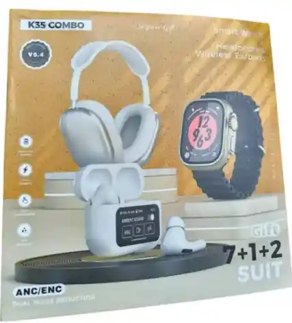 Combo Reloj Smartwatch K35+balaca+audifonos