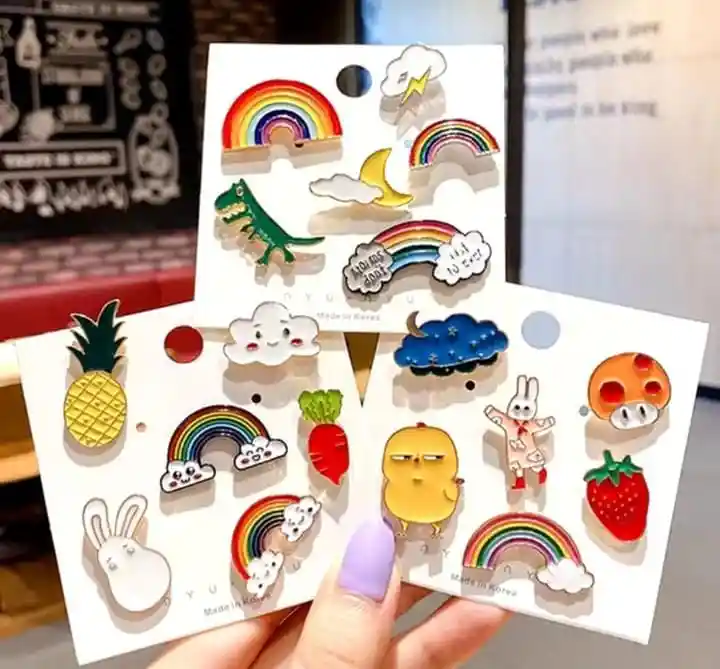 Juego De Pines Insignias Aleatorias De 6 Piezas, Accesorios De Alfileres Bonitos, Broches, Joyería De Metal Para Ropa, Bolso, Mochila