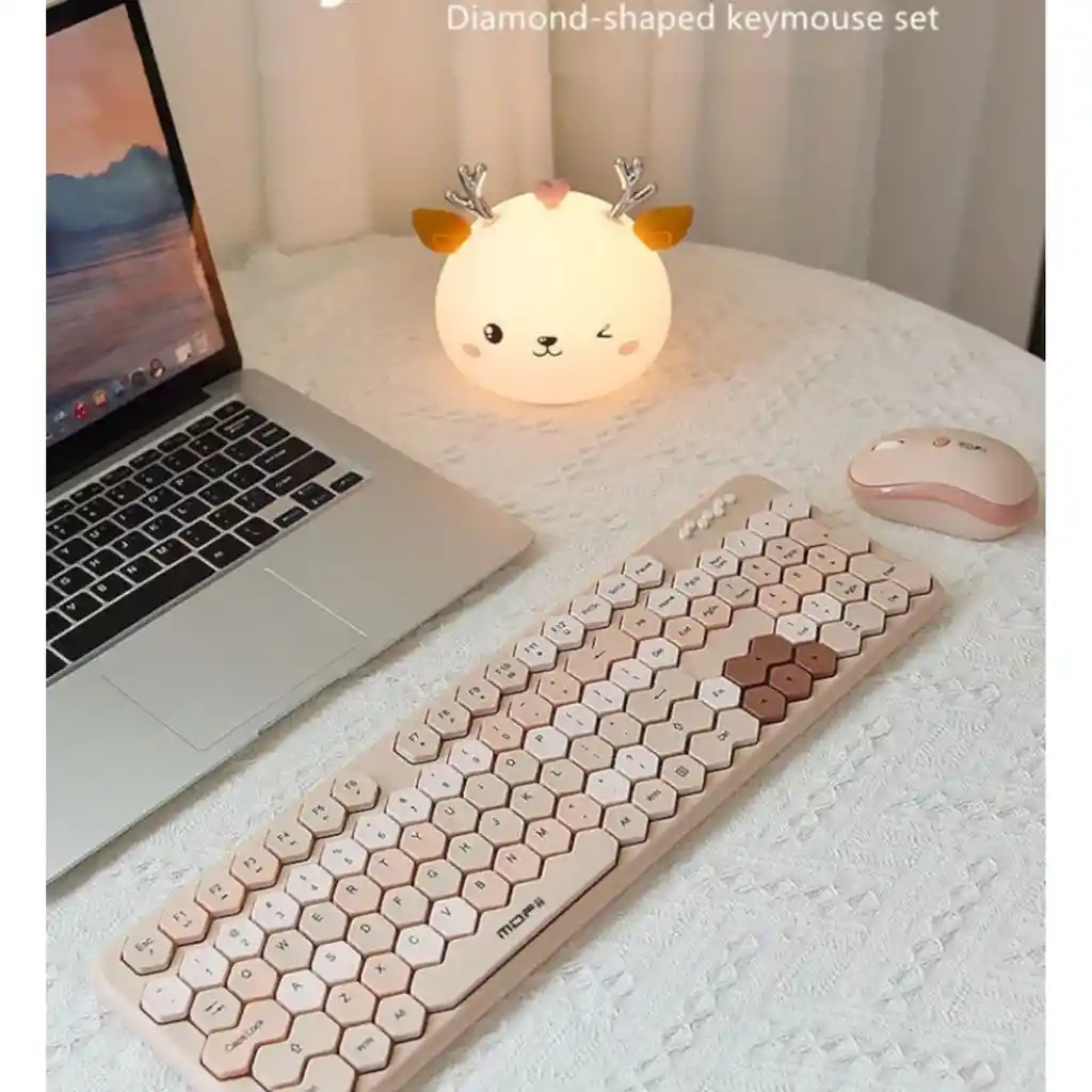 Combo Inalámbrico Teclado Y Mouse Mofii Honey S Silencioso Color Milk Tee