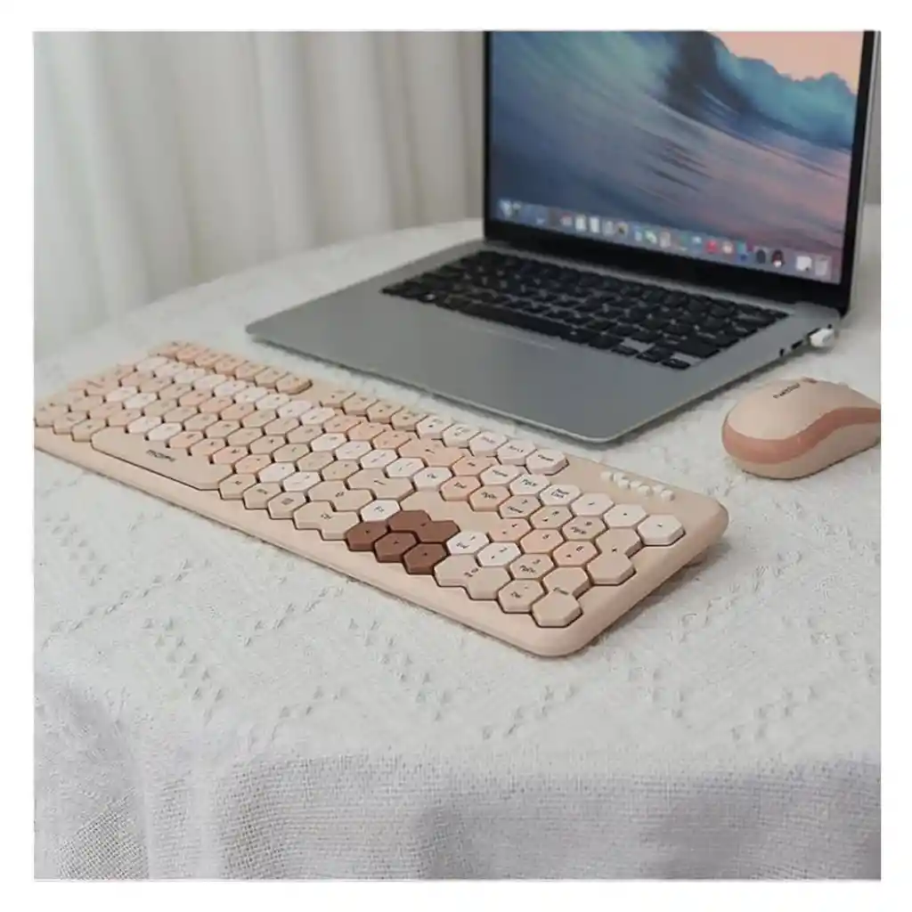 Combo Inalámbrico Teclado Y Mouse Mofii Honey S Silencioso Color Milk Tee