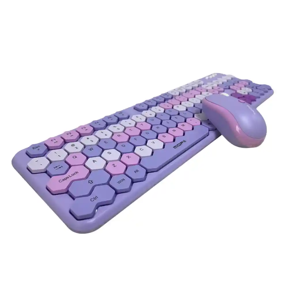 Combo Inalámbrico Teclado Y Mouse Mofii Honey S Silencioso Lila