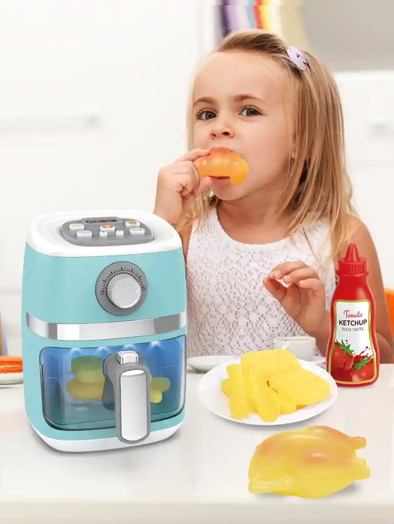 Freidora De Aire De Juguete Para Niños, Juego De Cocina De Chef Con Comida Que Cambia De Color