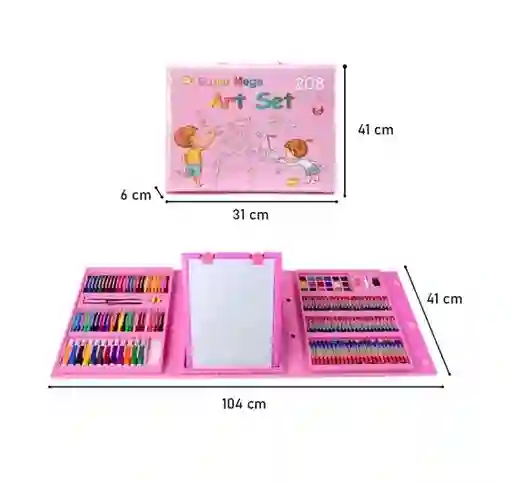 Set Kit De Arte Y Dibujo Tipo Maleta Para Niña 208 Piezas