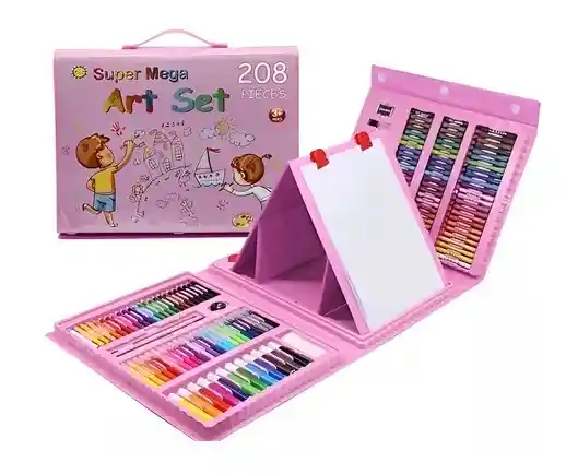 Set Kit De Arte Y Dibujo Tipo Maleta Para Niña 208 Piezas