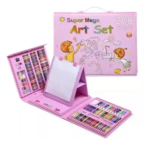 Set Kit De Arte Y Dibujo Tipo Maleta Para Niña 208 Piezas