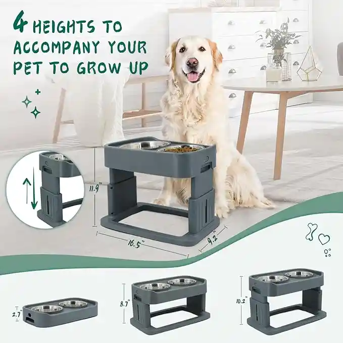 Comedero Elevado Para Perros Platos En Acero Inoxidable