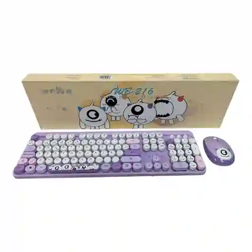 Combo Teclado + Mouse Inalambrico 2.4ghz Weibo Wb216 Con Ñ Lila