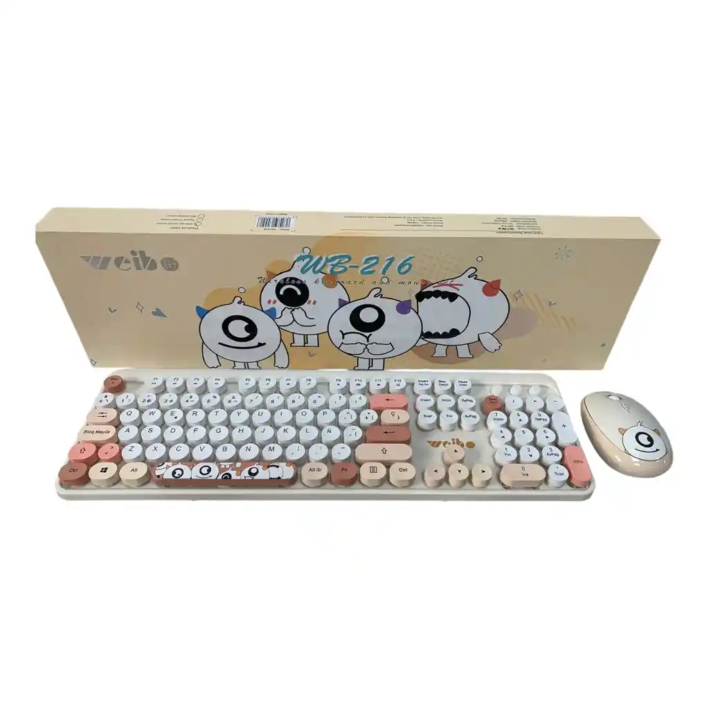 Combo Teclado + Mouse Inalambrico 2.4ghz Weibo Wb216 Con Ñ Beige