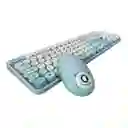 Combo Teclado + Mouse Inalambrico 2.4ghz Weibo Wb216 Con Ñ Azul