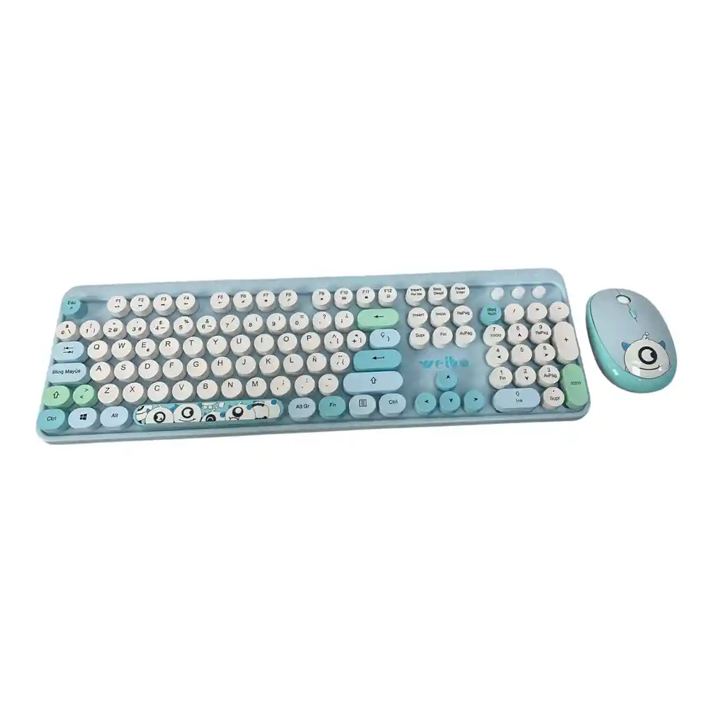 Combo Teclado + Mouse Inalambrico 2.4ghz Weibo Wb216 Con Ñ Azul