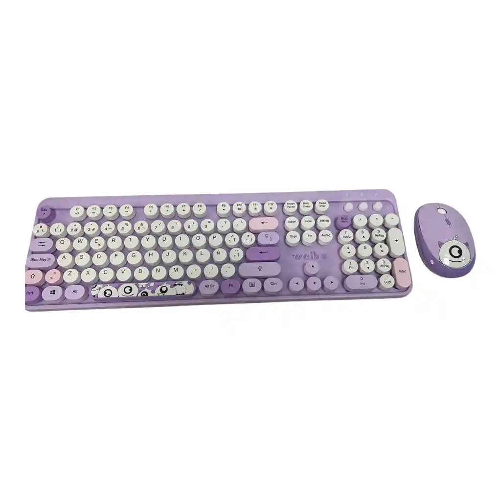Combo Teclado + Mouse Inalambrico 2.4ghz Weibo Wb216 Con Ñ Lila