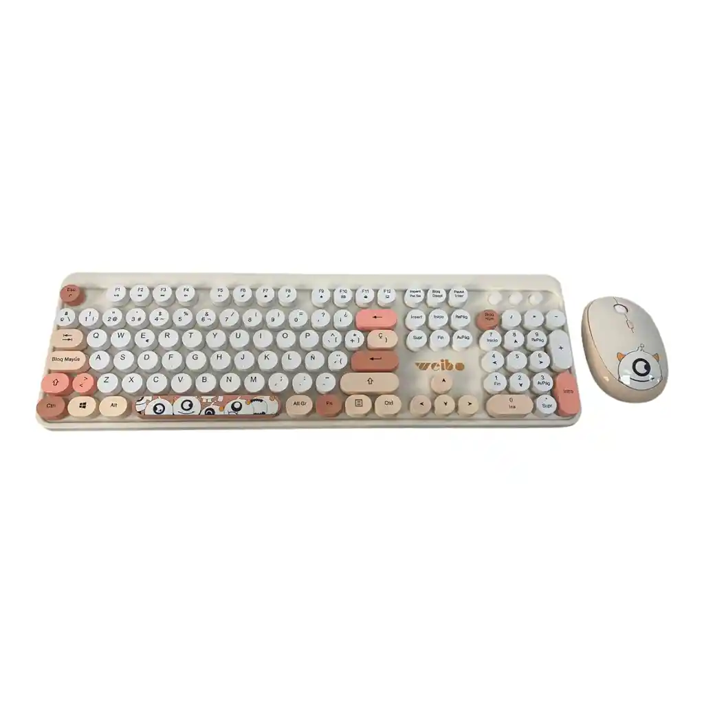 Combo Teclado + Mouse Inalambrico 2.4ghz Weibo Wb216 Con Ñ Beige