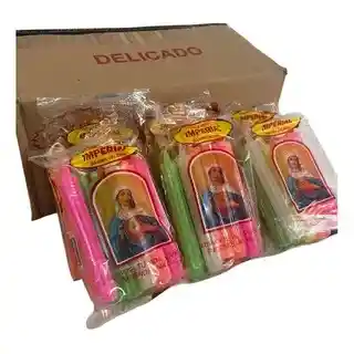 Combo: 12 Paquetes De Velas La Virgen X 10 Und + 3 Paquetes De Faroles X 10 Unidades