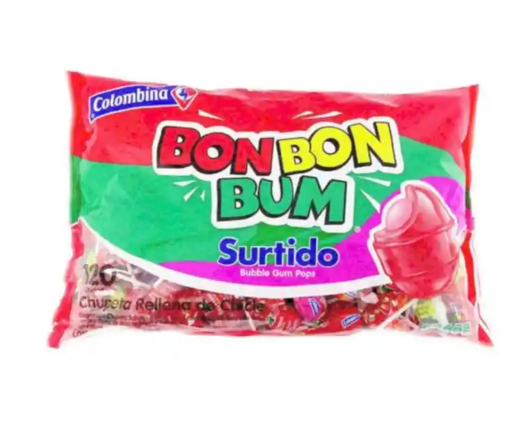 Bon Bon Bum Sabores Surtidos Rellenas De Chicle X 120 Unidades