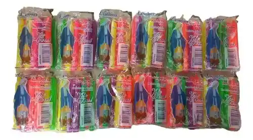 Combo: 12 Paquetes De Velas La Virgen X 10 Und + 6 Paquetes De Faroles X 10 Unidades