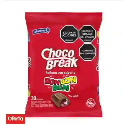 Chocolates Chocobreak Relleno Con Sabor A Bon Bon Bum Rojo X 30 Un