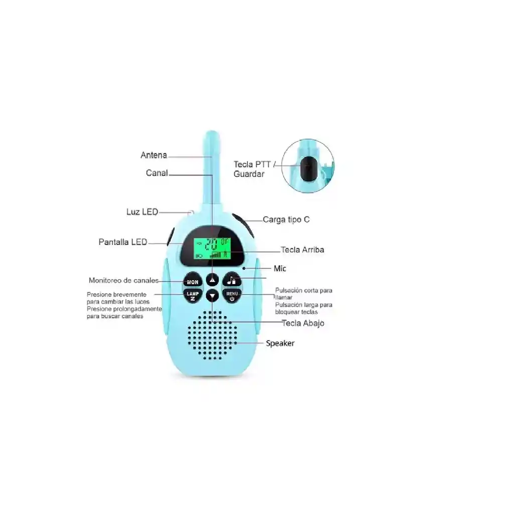 Kit Walkie Talkie Niños X2 Multicolor