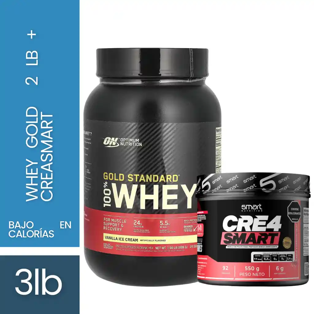 Proteína Whey Gold Standard 2 Lb + Creatina Creasmart 92 Serv Bajo En Calorías