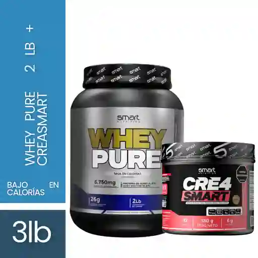 Proteína Whey Pure 2 Lb + Creatina Creasmart 92 Serv Bajo En Calorías