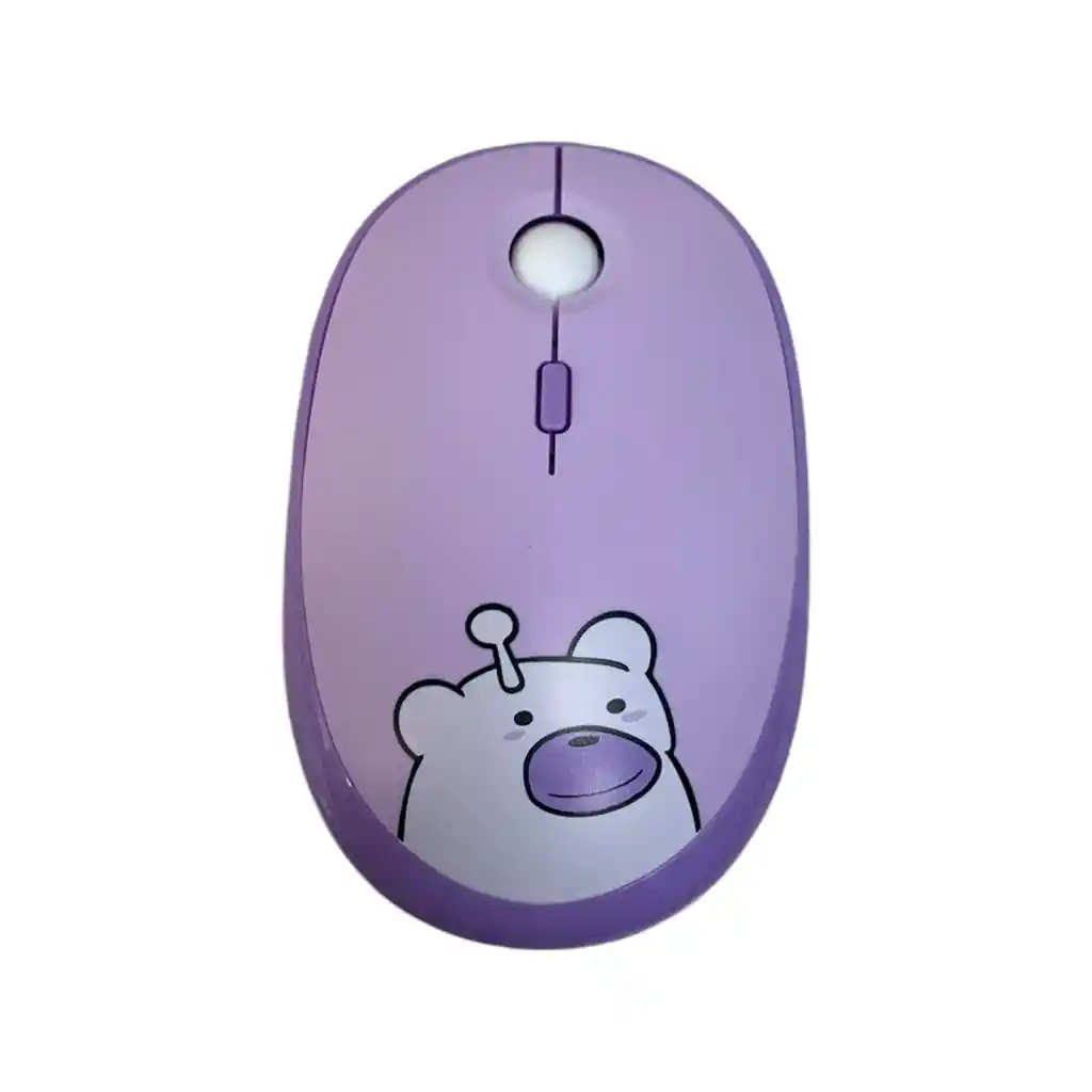 Combo Inalámbrico Teclado Y Mouse Silencioso Geezer Hello Bear Lila