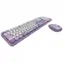 Combo Inalámbrico Teclado Y Mouse Silencioso Geezer Hello Bear Lila