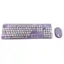 Combo Inalámbrico Teclado Y Mouse Silencioso Geezer Hello Bear Lila