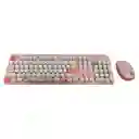 Combo Inalámbrico Teclado Y Mouse Silencioso Geezer Hello Bear Rosa