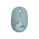 Combo Inalámbrico Teclado Y Mouse Silencioso Geezer Hello Bear Azul