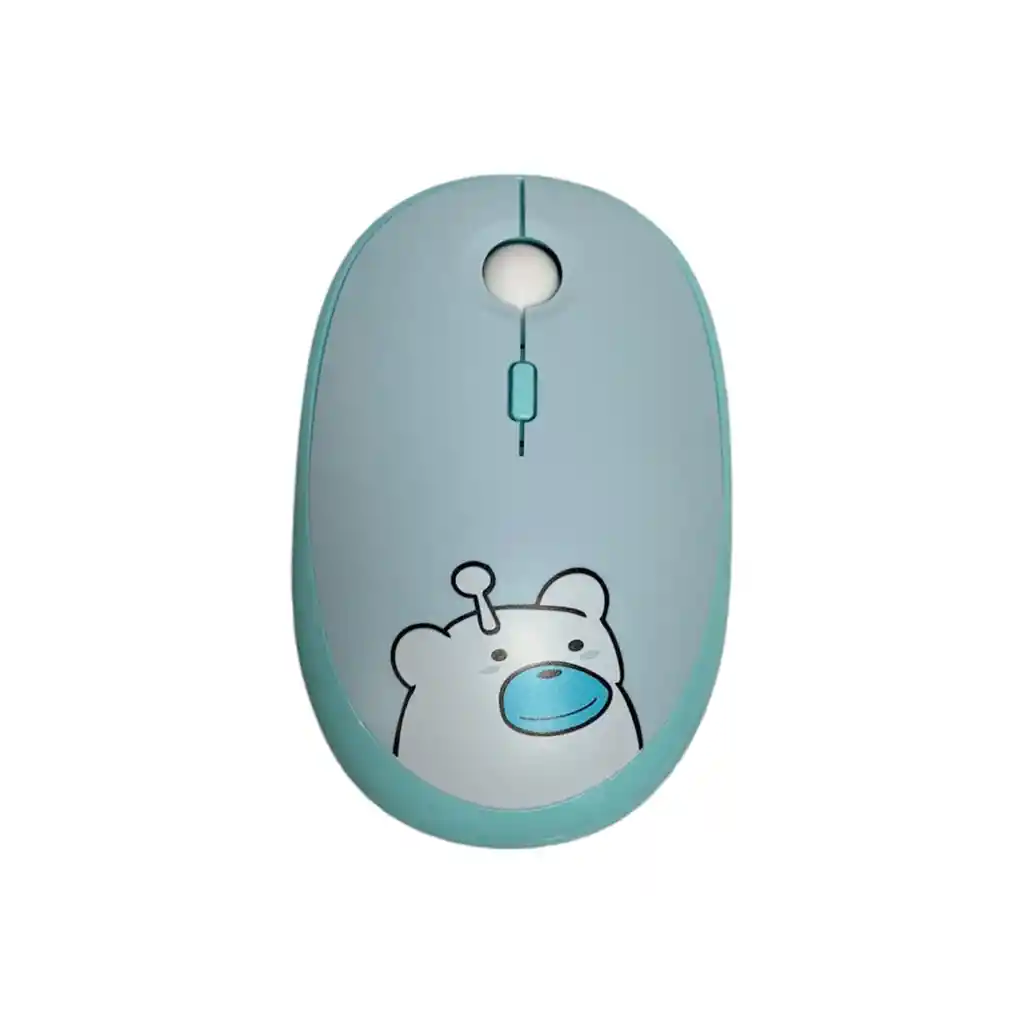 Combo Inalámbrico Teclado Y Mouse Silencioso Geezer Hello Bear Azul