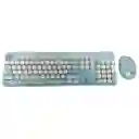 Combo Inalámbrico Teclado Y Mouse Silencioso Geezer Hello Bear Azul