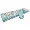 Combo Inalámbrico Teclado Y Mouse Silencioso Geezer Hello Bear Azul