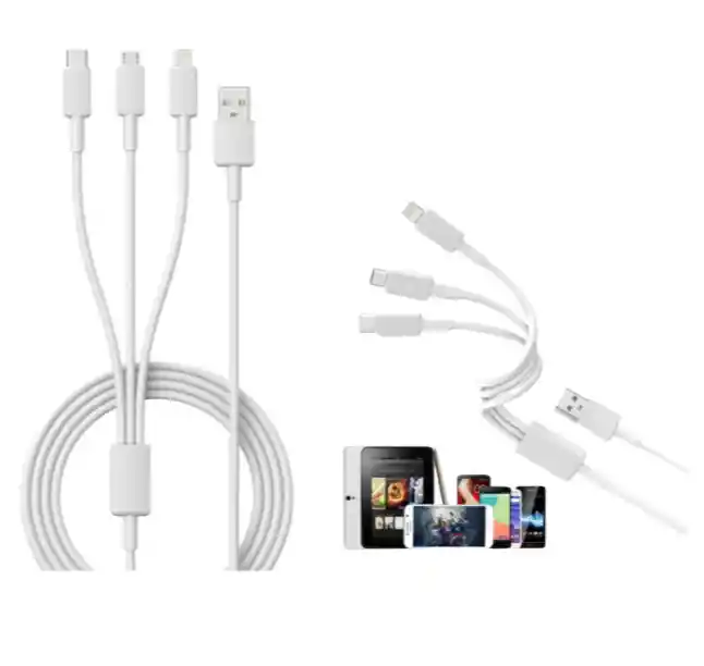 Cable 3 En 1 Para V8, Tc E Iphone, Carga Rápida Y Universal