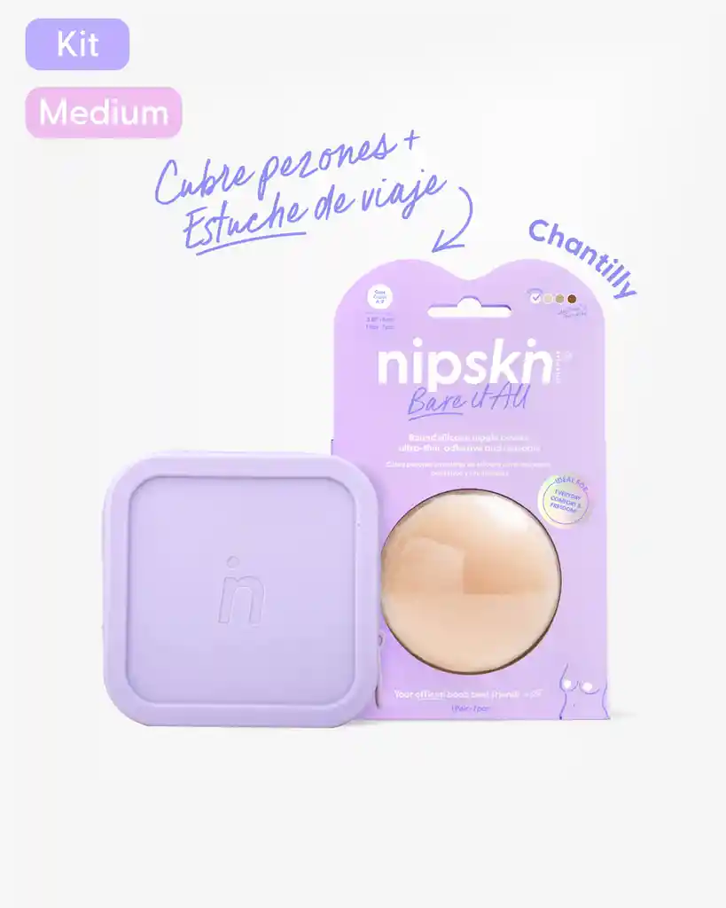 Nipskin Kit Cubre Pezón Talla M, Color Chantilly + Estuche