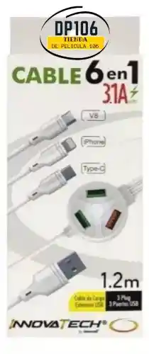 Multi Cable Pulpo 6 En 1 Cable Usb 6 En 1 V8 Iphone Tipo C