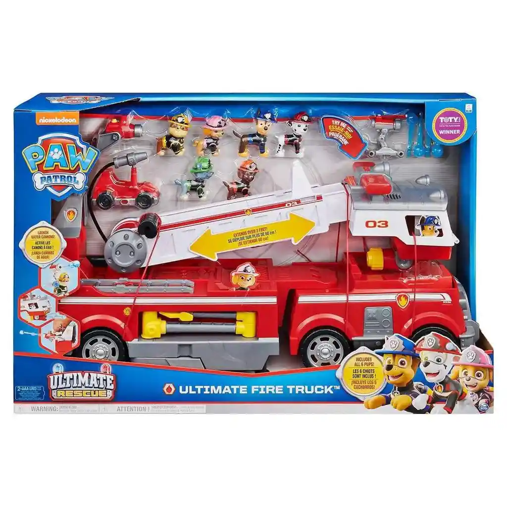 Camión De Bomberos Paw Patrol Ultimate Rescue Con Luz, Sonido Y Figuras Patrulla Canina.