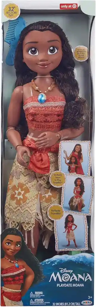 Muñeca Moana Gigante De 80 De Alto, Articulada, Incluye Peine Para El Cabello Disney