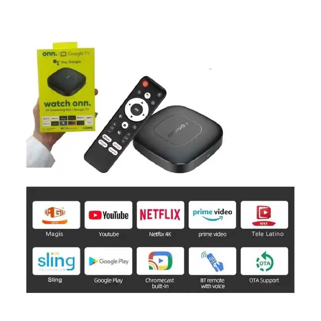 Onn. Watch Google Tv Box 4k Con Control