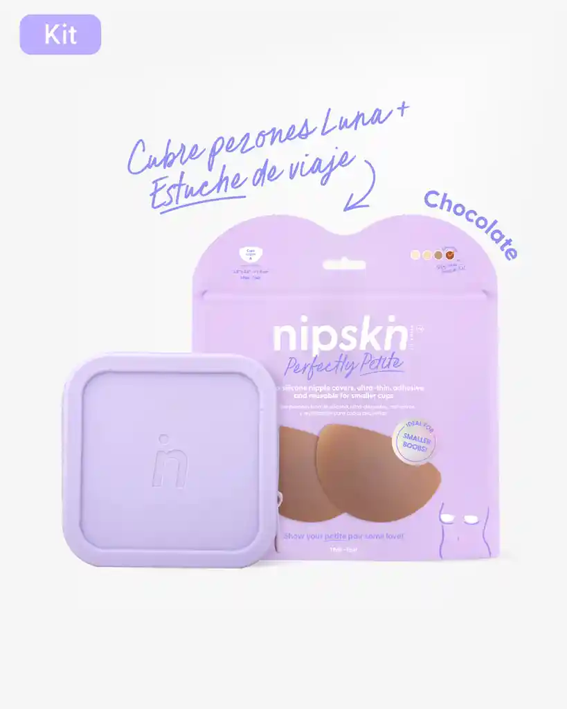 Nipskin Kit Cubre Pezón Luna Para Senos Pequeños, Color Chocolate + Estuche